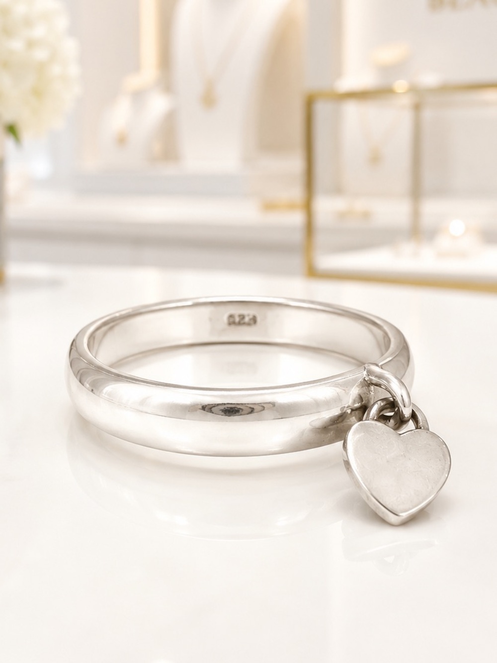 Sterling Silver Heart Dangle Ring
